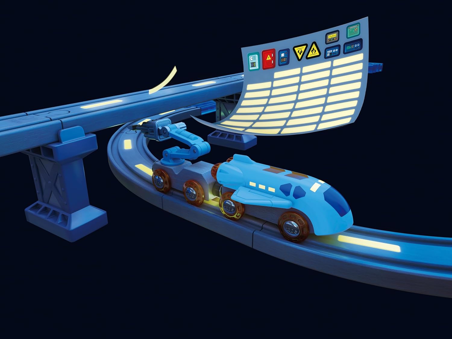 Detalle radar y antenas desmontables base de Marte juego de tren espacial infantil