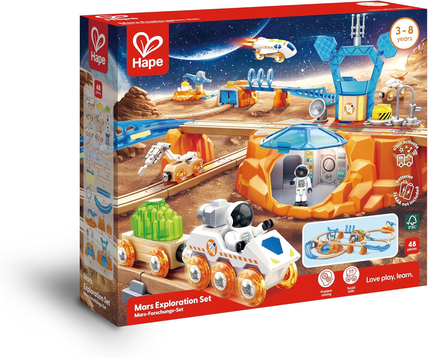 Caja juego de tren espacial Exploraciones en Marte 48 piezas niños 3 años
