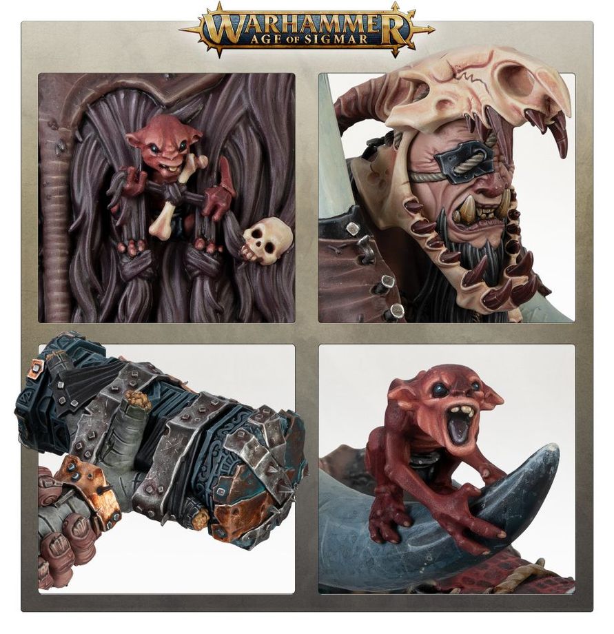 King Brodd Megagargante Warhammer Age of Sigmar - miniatura montada vista frontal con garrote de árbol