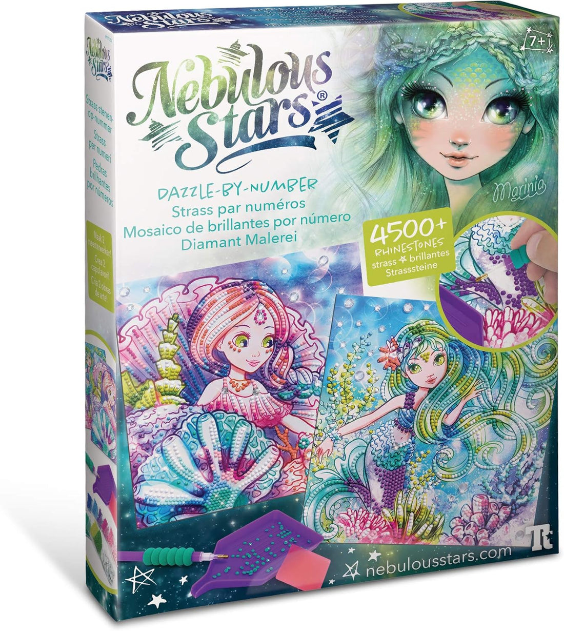 Kit completo Nebulous Stars Marinia - Set de mosaicos de brillantes por números para niñas.Educar Jugando