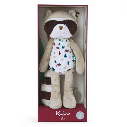 Peluche mapache Léon Kaloo 27cm con cola anillada característica y expresión dulce