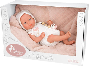 Muñeca Reborn Maitane Arias 38 cm bebé de vinilo con mantita rosa - vista frontal