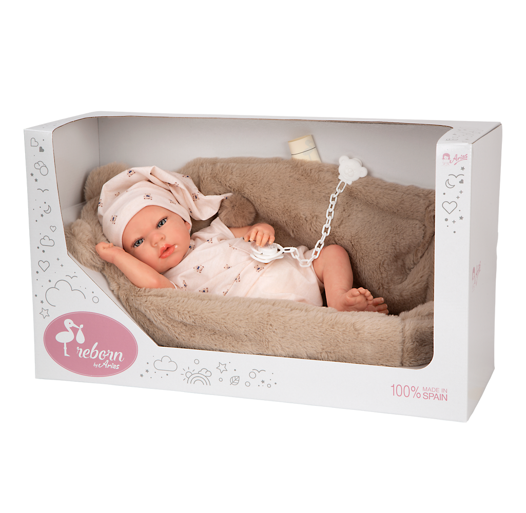 Muñeca Reborn 40 cm Lidia Beige con Cuna - Arias 98189