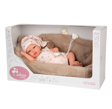 Muñeca Reborn 40 cm Lidia Beige con Cuna - Arias 98189