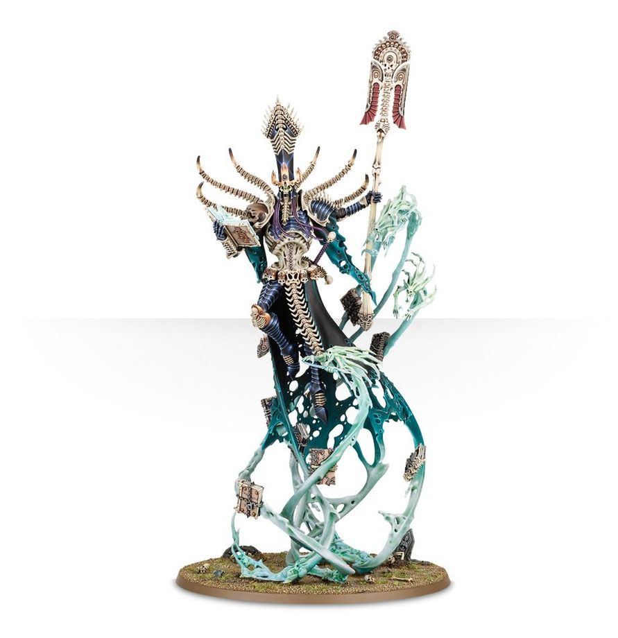 Nagash Dios de la No Muerte Warhammer Age of Sigmar - miniatura montada vista frontal con Báculo de Poder