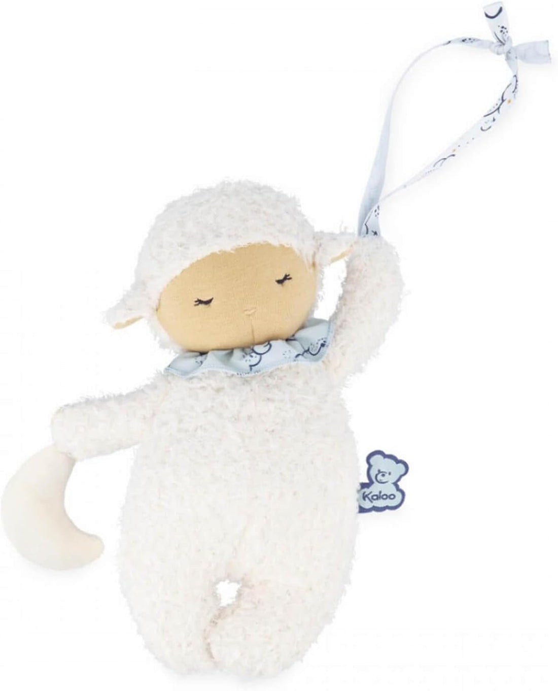 Oveja musical Kaloo Doux Sommeil 20cm blanca y azul – peluche con nana para bebés desde el nacimiento