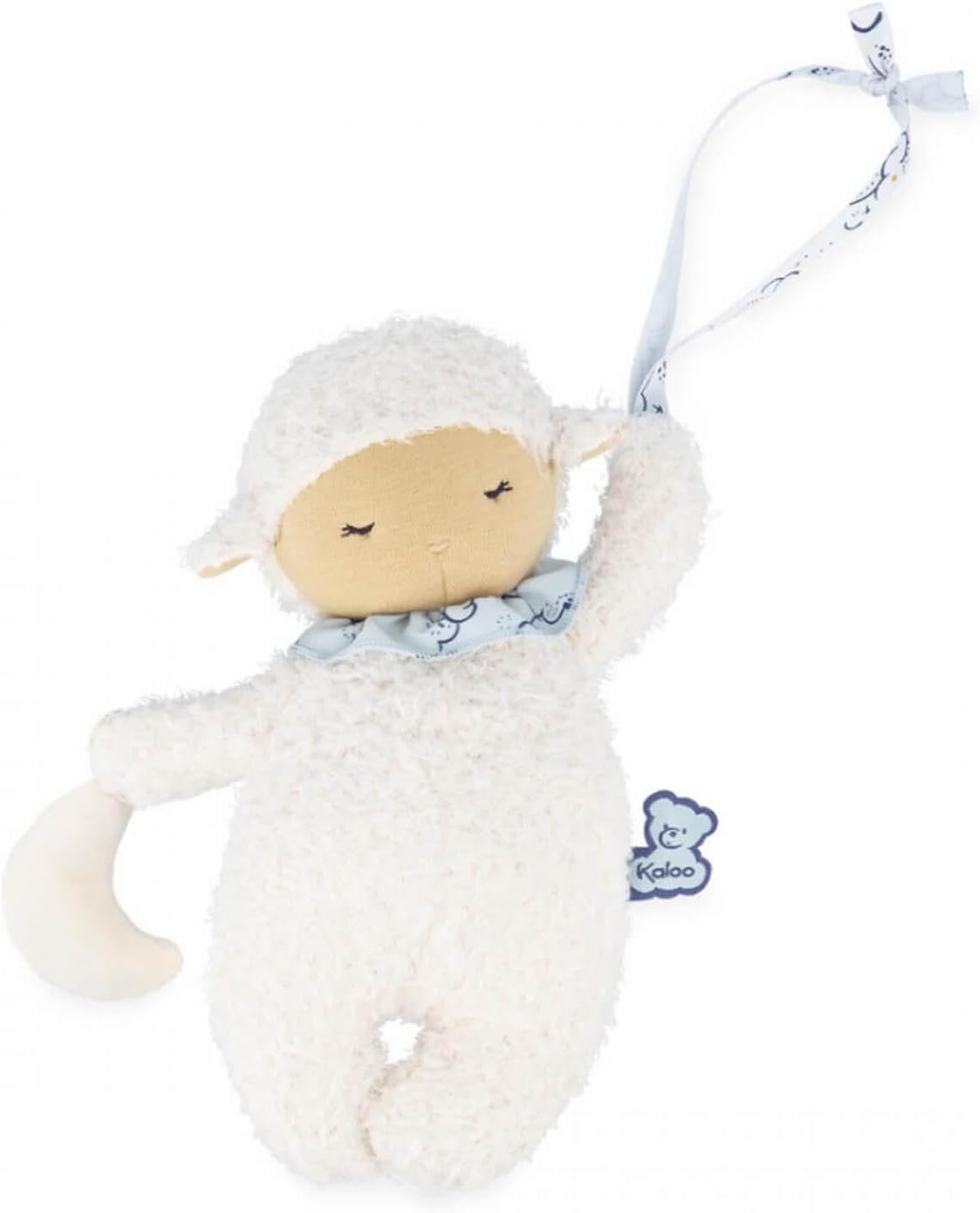 Oveja musical Kaloo Doux Sommeil 20cm blanca y azul – peluche con nana para bebés desde el nacimiento