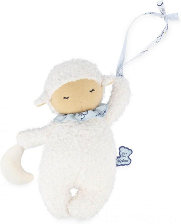 Oveja musical Kaloo Doux Sommeil 20cm blanca y azul – peluche con nana para bebés desde el nacimiento