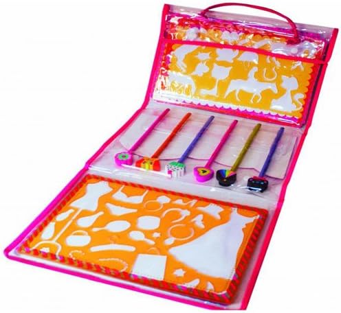 Kit de dibujo para niños Meadow desplegado con plantillas y lápices de colores