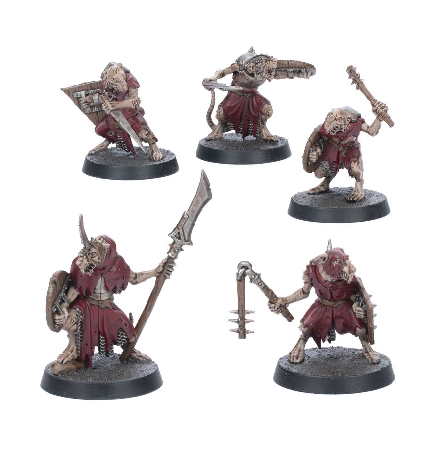  5 miniaturas de Guerreros de Clan Skaven de montaje a presión