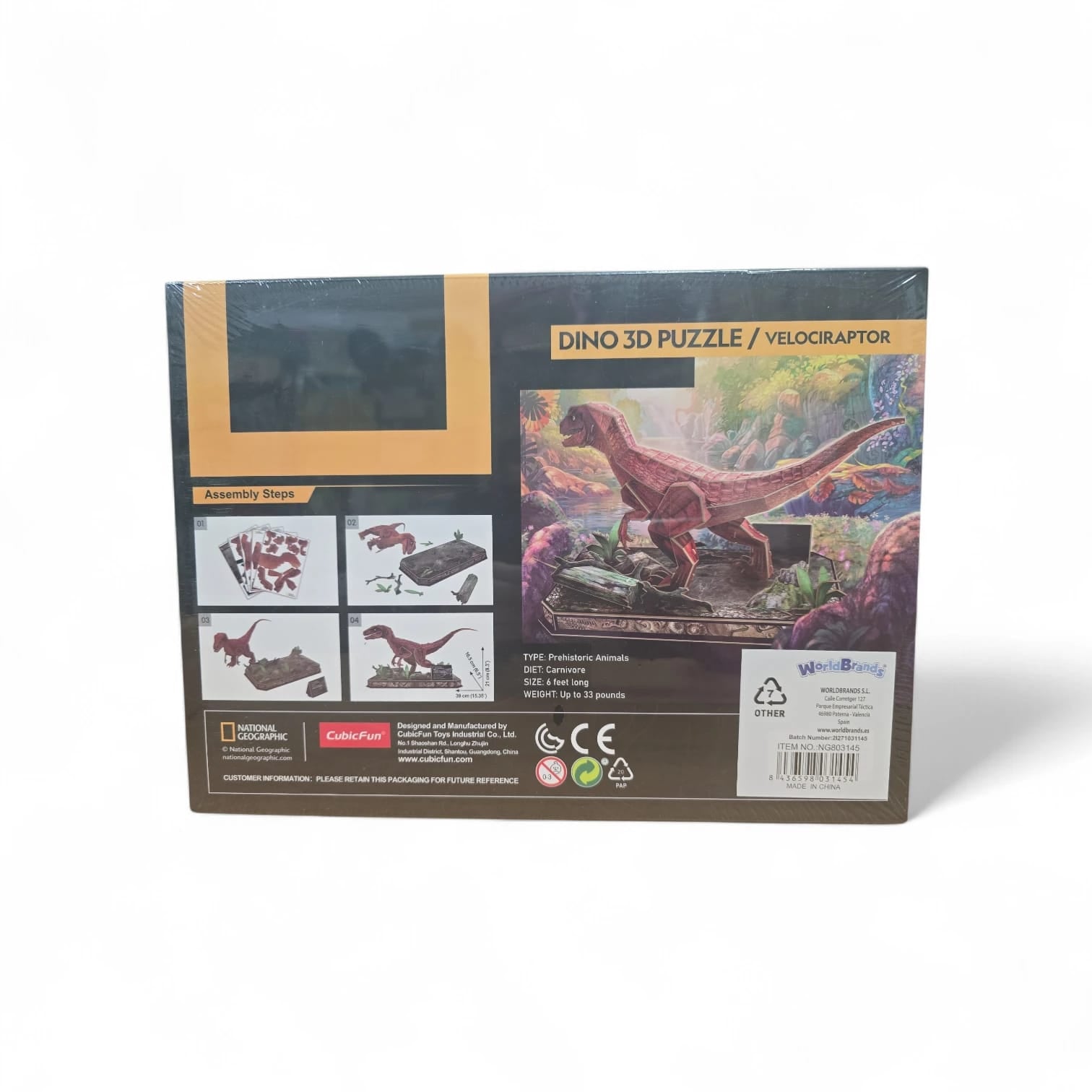 Puzzle 3D velociraptor de national geographic, 63 piezas +8 años 803145