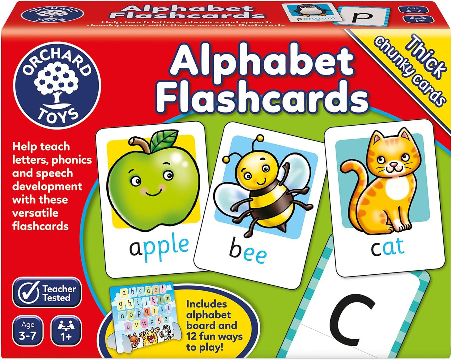 Tarjetas de abecedario Alphabet Flashcards de Orchard Toys con ilustraciones y guía de letras - Educar Jugando