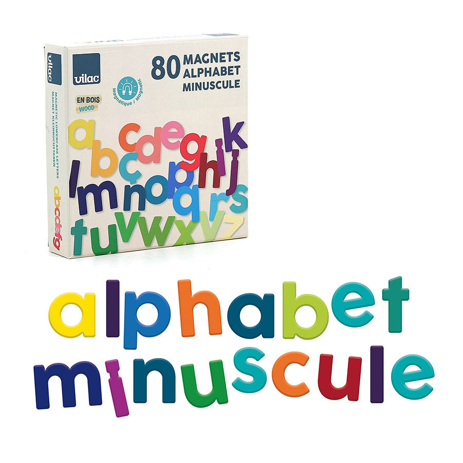 Bote de almacenamiento del set de 80 letras minúsculas de madera (Ref. 6706).