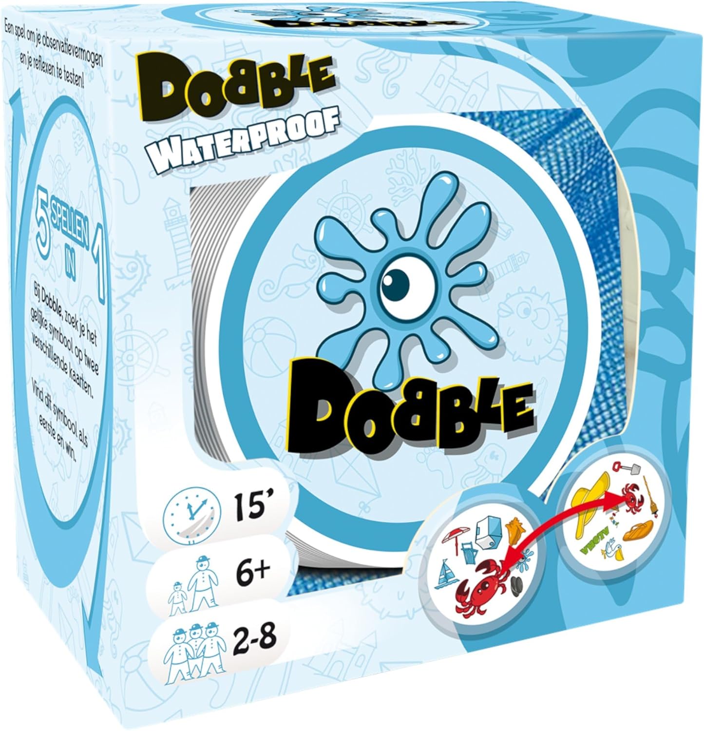 Juego familiar Dobble Beach Asmodee - partidas rápidas de 5-15 minutos para toda la familia
