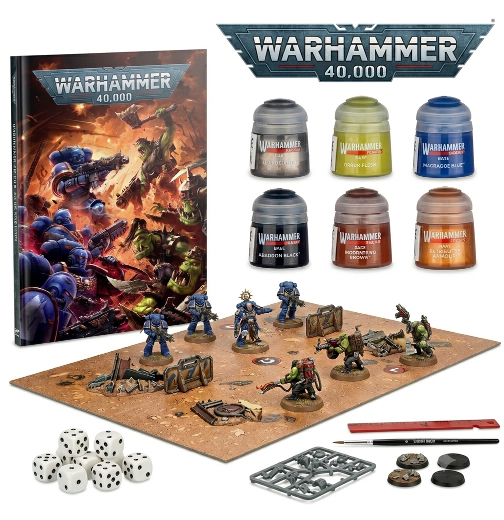 Caja introductoria Warhammer 40,000 Marines Espaciales vs Orkos con miniaturas, pinturas Citadel y tapete de juego