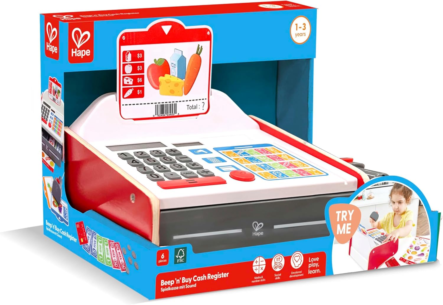 Caja original del juguete Hape Wonder Totes, ideal para regalo educativo a partir de 3 años.