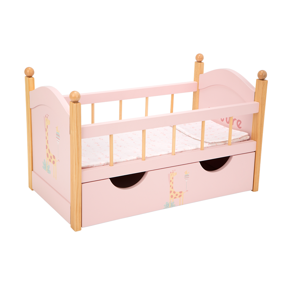 Cama de madera para muñecas Arias Colección Nature con cajón para ropa y accesorios - Educar Jugando - Arias 21584