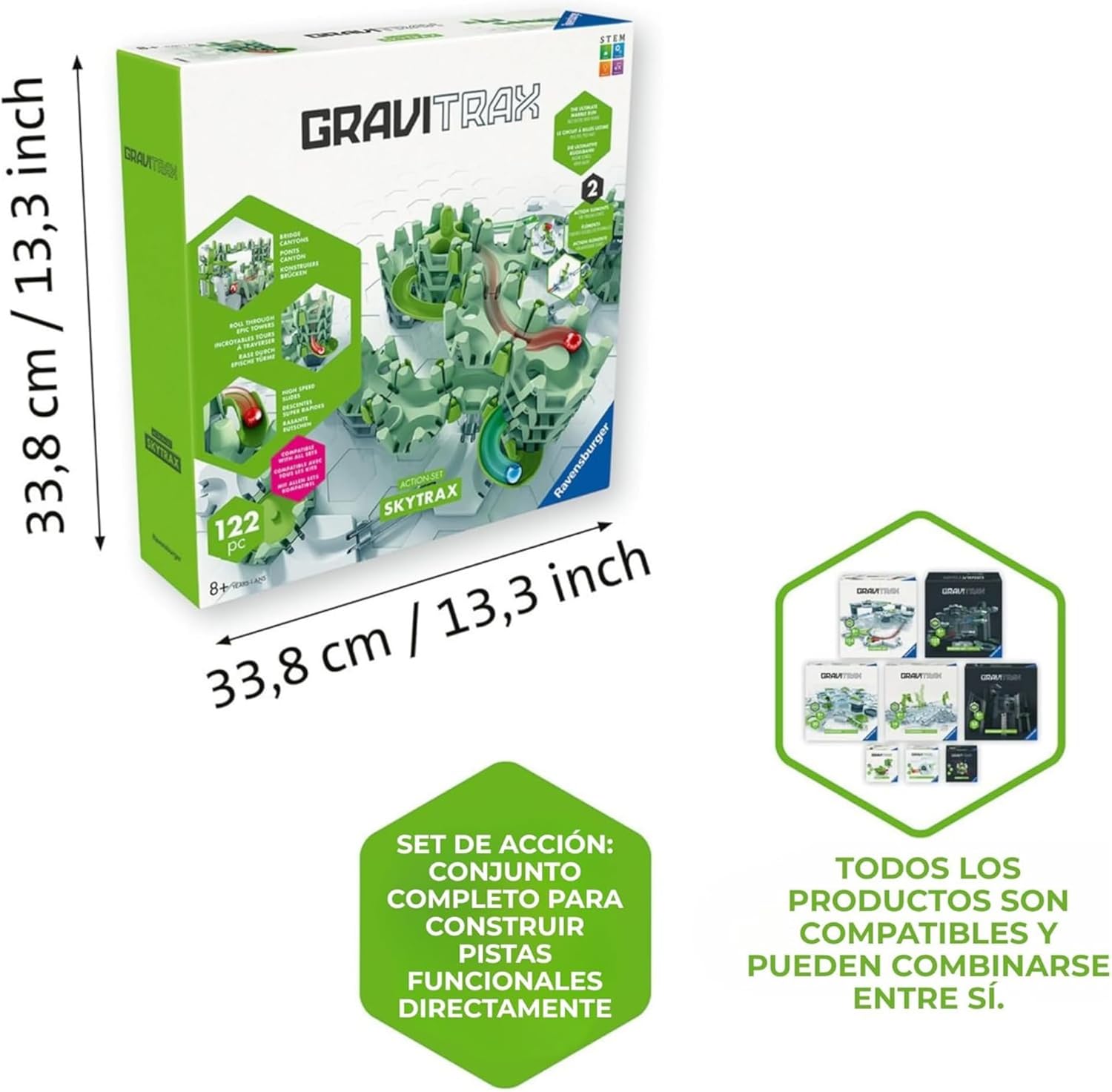 Canica en movimiento por puentes Skytrax GraviTrax detalle"