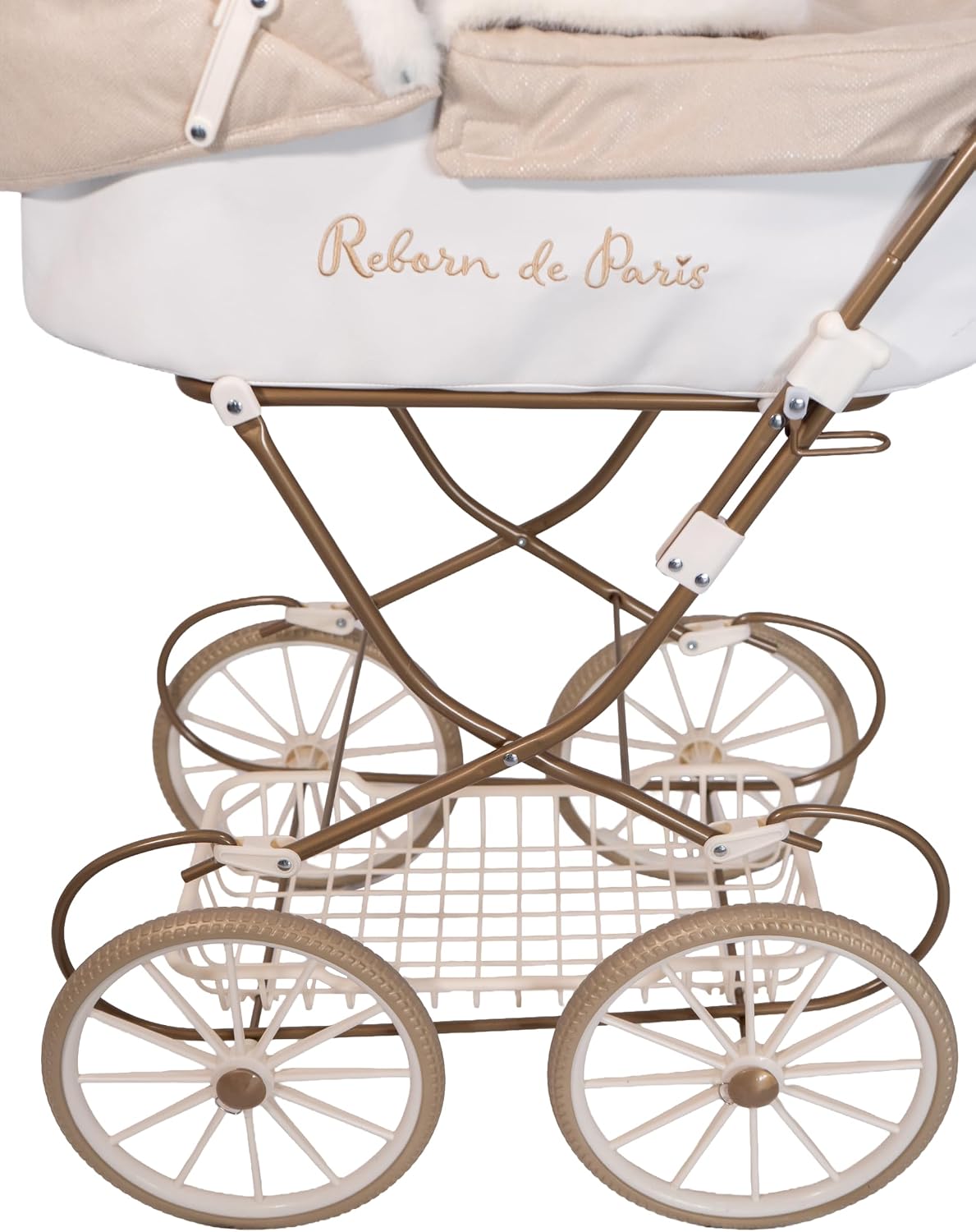 Carricoche clásico Reborn de París Arias 40940 con bolso y capazo - vista lateral completa