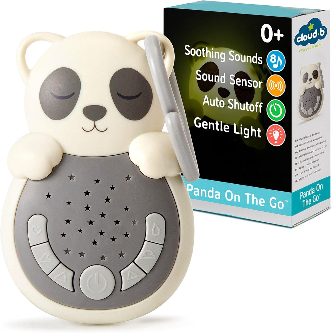 Dispositivo relajante de sueño Cloud B Sweet Dreamz On the Go con diseño de cara de Oso Panda. Educar Jugando