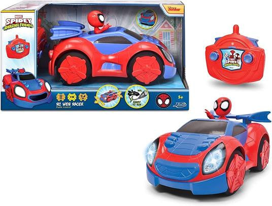 Coche radio control Spiderman RC Spider de 27 cm con luces y carga USB para coordinación - Educar Jugando