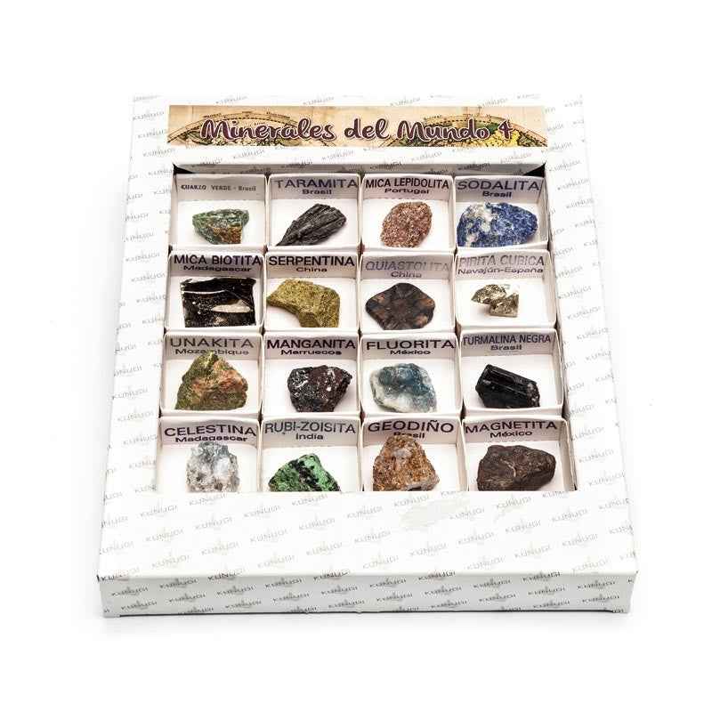 Cuarta entrega de la colección Kunugi con 16 minerales naturales auténticos en caja expositora individual - Educar Jugando