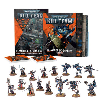 Contenido completo Kill Team Cazando en las Sombras: matrices, peanas, libro y cartas Ref 102-66