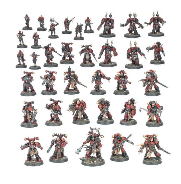 Detalle de las miniaturas Raiders y Terminators del Caos incluidas en la Battleforce Corsarios Rojos Amos del Torbellino, referencia 43-108