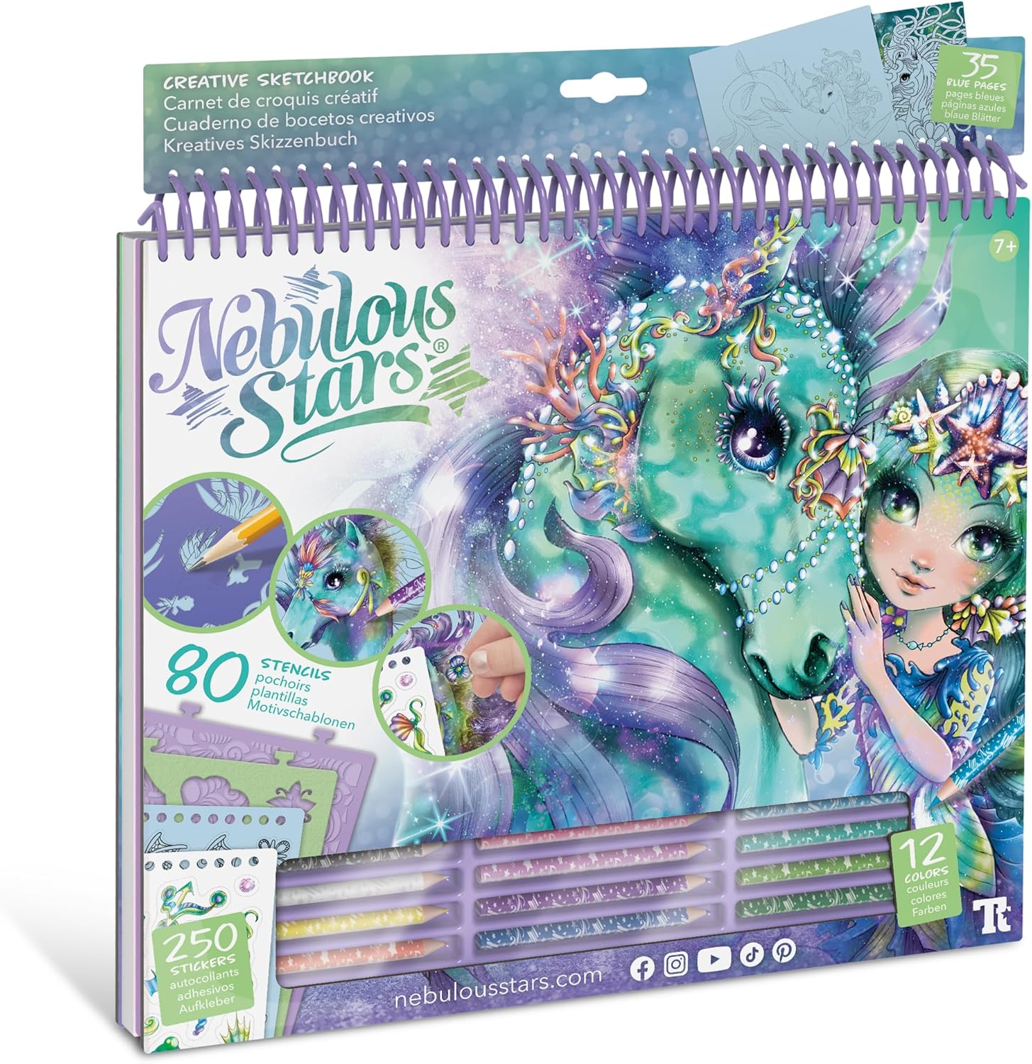 Cuaderno creativo Nebulous Stars colección Fantastic Horses con temática de caballos mágicos y acuarela.