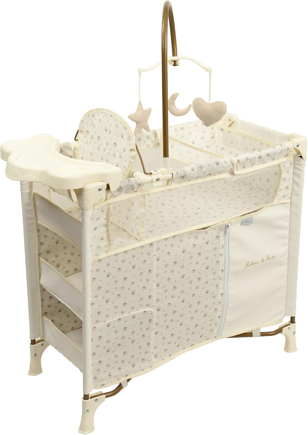 Accesorio cuna cambiador Reborn de París para muñecas y bebés reborn, vista lateral izquierda