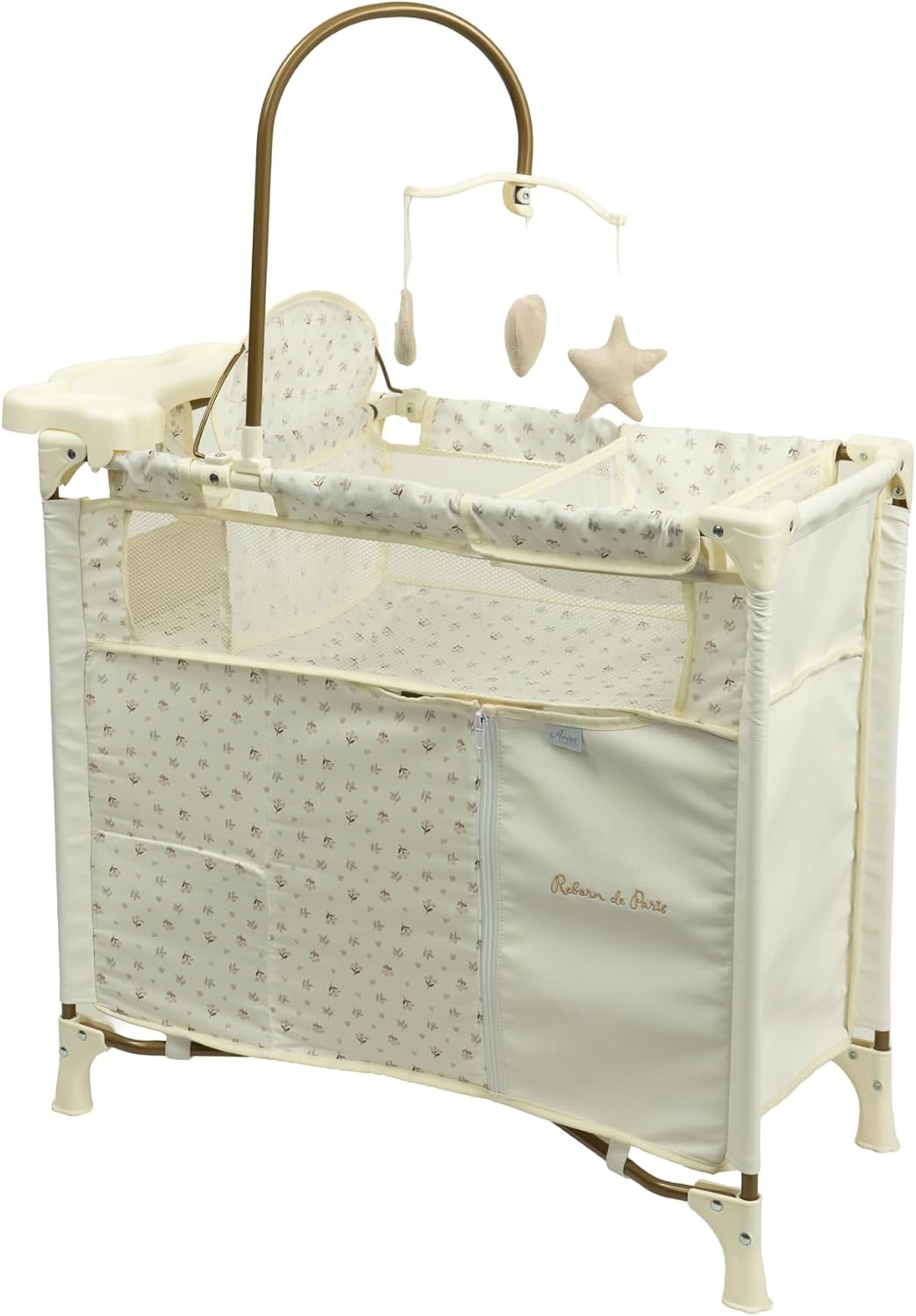 Cuna cambiador plegable Reborn de París Muñecas Arias 32x70x58 cm, altura dosel 92 cm