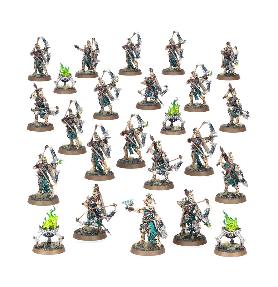 Detalle de arqueros Triaxes Mortek de tres ojos con arcos de nadirita - Warhammer Age of Sigmar