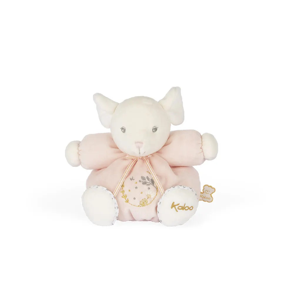 Peluche ratón rosa Kaloo Perle 18cm micro-terciopelo bordados florales detalles dorados bebé