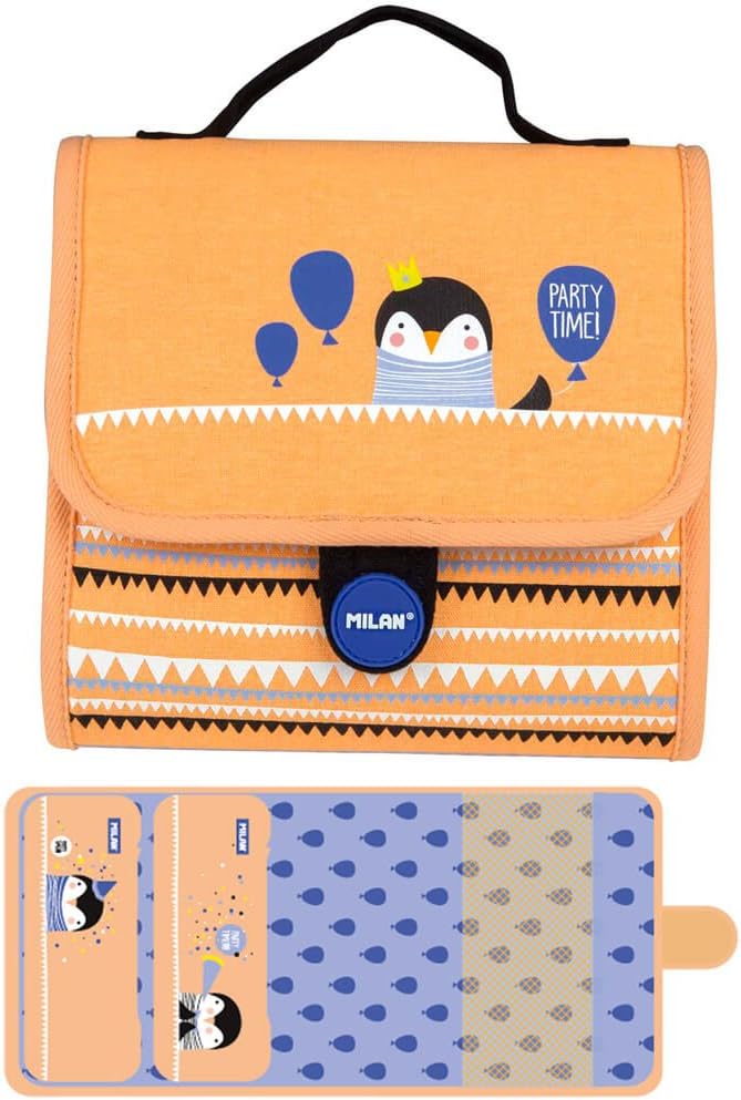 Estuche escolar Milan Party Time naranja cerrado vista frontal
