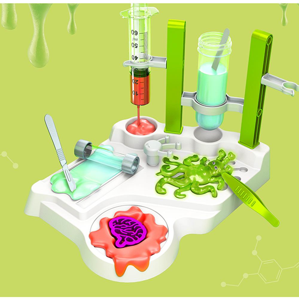 Caja del set de experimentación Slime Lab de Kosmos, con estación de laboratorio y ejemplos de slime para niños de 8 a 13 años.