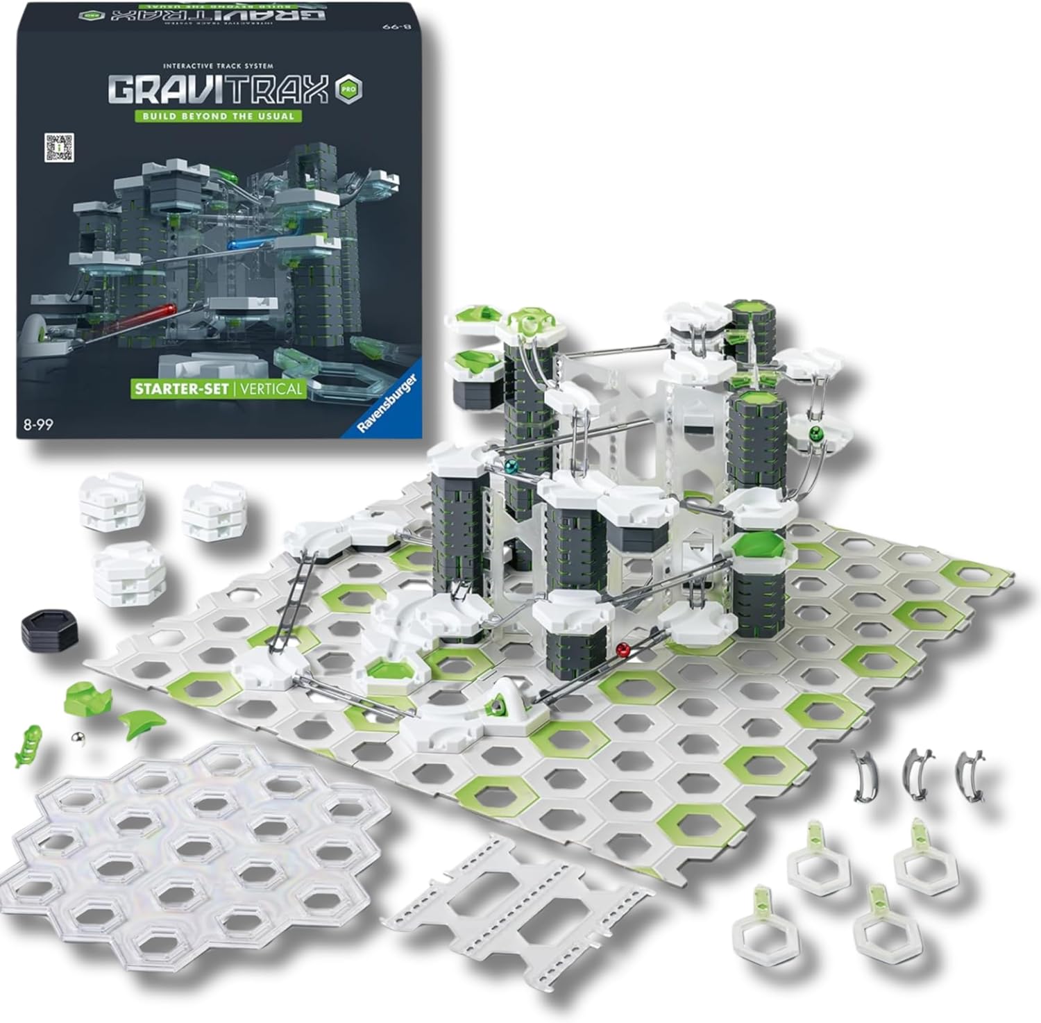 Detalle canica en pista GraviTrax PRO sistema vertical Ravensburger"