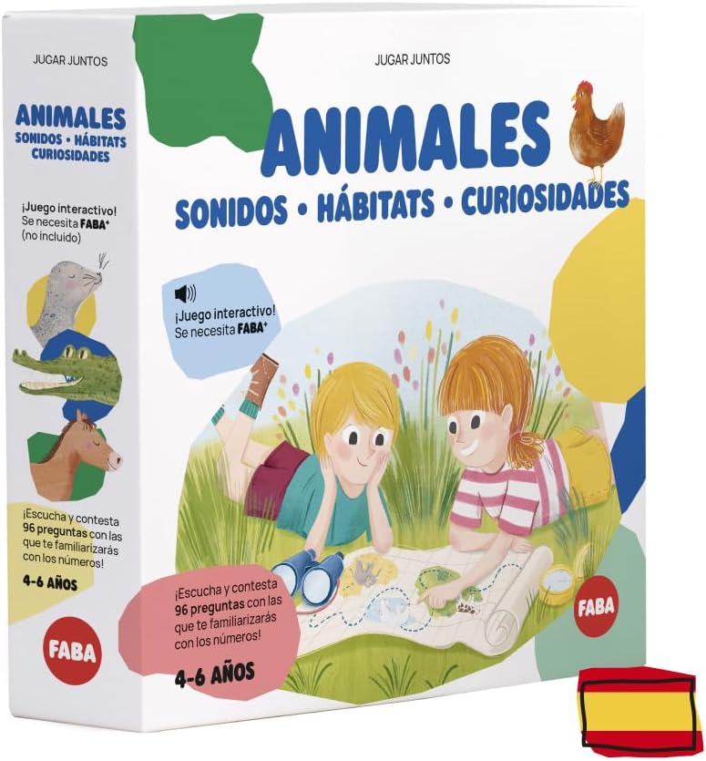 Caja del juego FABA Animales, Hábitats y Curiosidades con Carlos y Sofía. Educar Jugando