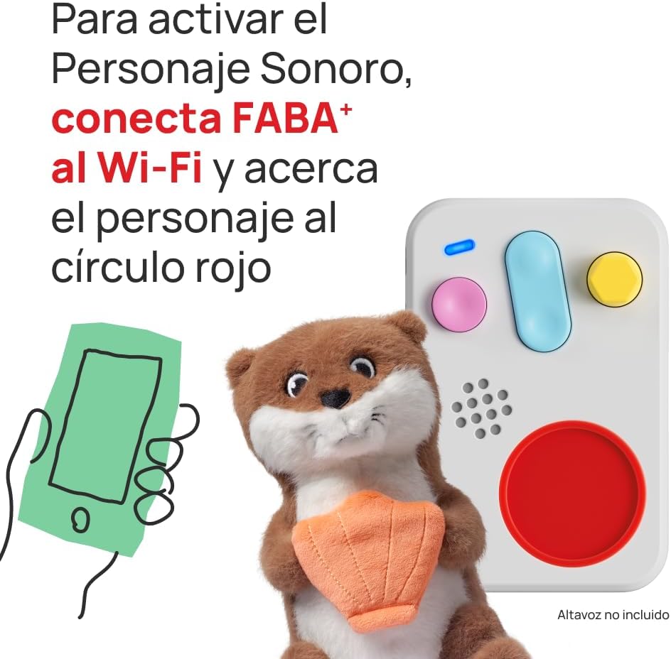Peluche Nutria Marta FABA Hugs, vista completa del set con personaje sonoro incluido