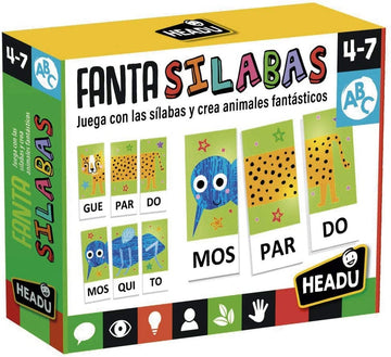 Fantasilabas Headu – juego de sílabas Montessori con fichas de animales para aprender a leer