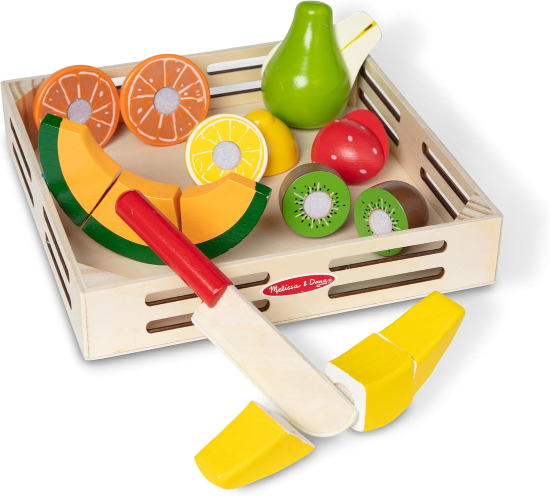 Set de frutas de madera para cortar Melissa & Doug para aprender conceptos matemáticos y motricidad - Educar Jugando