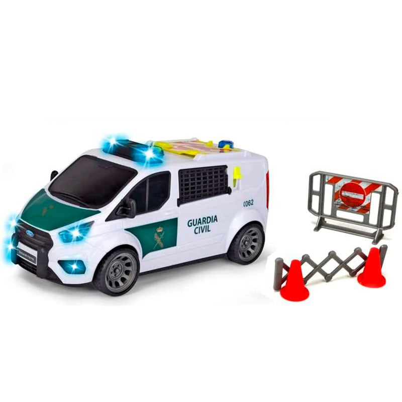 Furgón de la Guardia Civil Dickie Toys con luces, sonidos y accesorios de tráfico - Educar Jugando