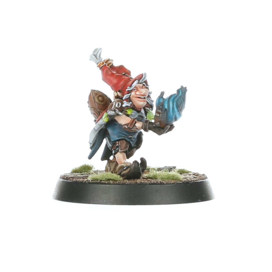 Miniaturas de Gnome Illusionist y Beastmaster con báculo y mascota (tejón y ganso) para Warhammer.