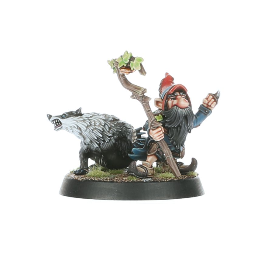Detalle de las miniaturas Gnome Linemen con diferentes opciones de cabezas y barbas personalizables.
