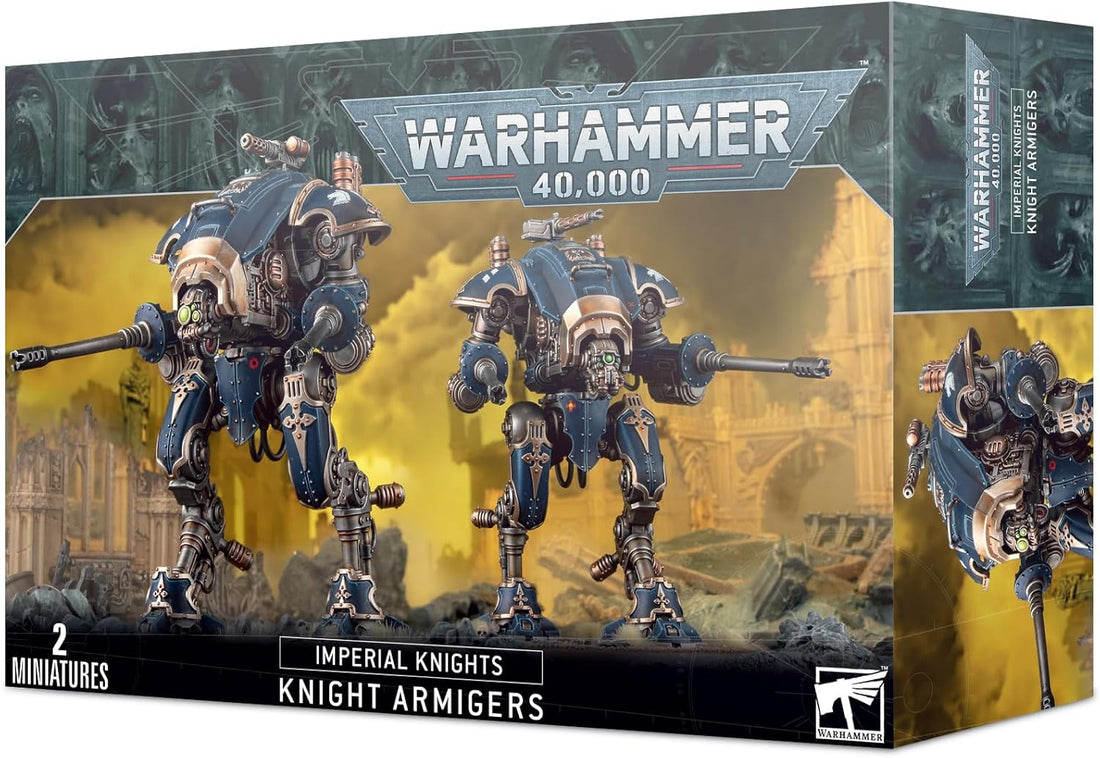 Miniaturas Imperial Knights Armiger Helverins de Warhammer 40,000 montadas y pintadas