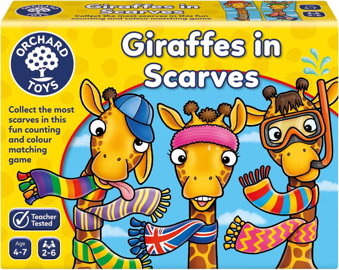 Juego educativo Giraffes in Scarves de Orchard Toys para aprender colores e inglés de 2 a 6 jugadores - Educar Jugando - Orchard Toys