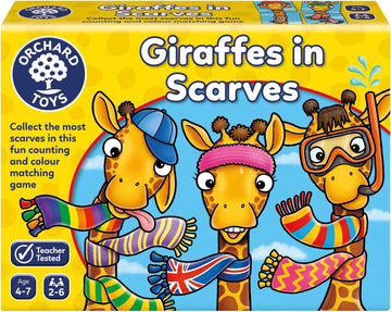 Juego educativo Giraffes in Scarves de Orchard Toys para aprender colores e inglés de 2 a 6 jugadores - Educar Jugando - Orchard Toys