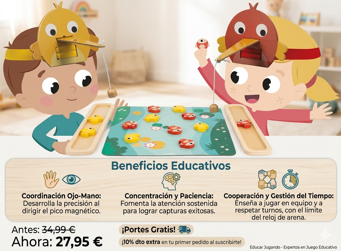 Juego de pesca magnético Janod Pic Pic con beneficios pedagógicos y oferta de descuento en Educar Jugando