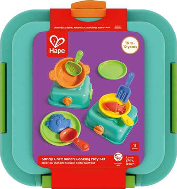 Sandy Chef Hape E4106, set de cocina de arena y playa con sus 11 accesorios para pequeños chefs