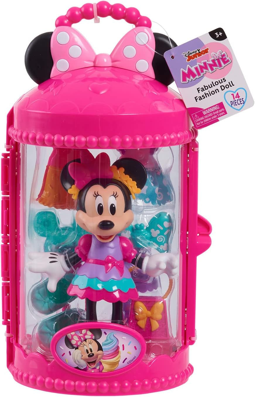 Niña jugando con la muñeca Minnie Mouse Fashion Doll – juguete para niñas +3 años

