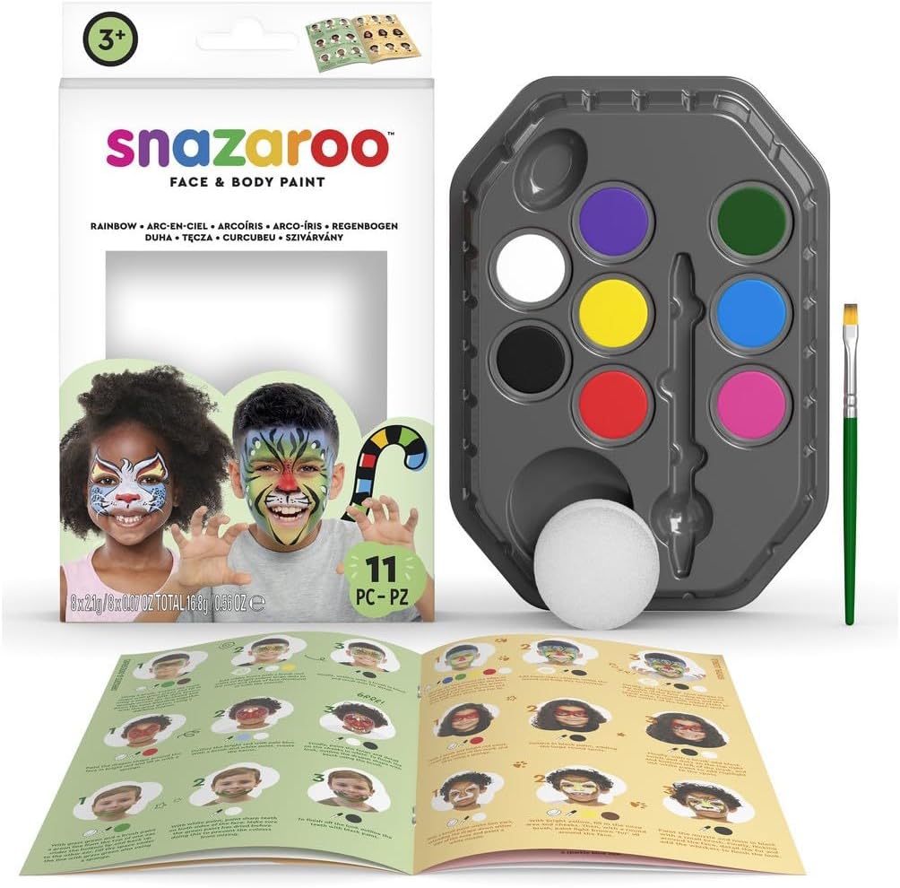 Kit pintura facial Snazaroo Arco Iris 8 colores para 50 caras completas